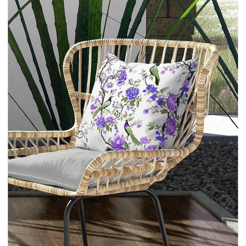 Flight of the Forest Indoor/Outdoor Reversible Throw Pillow White and Green