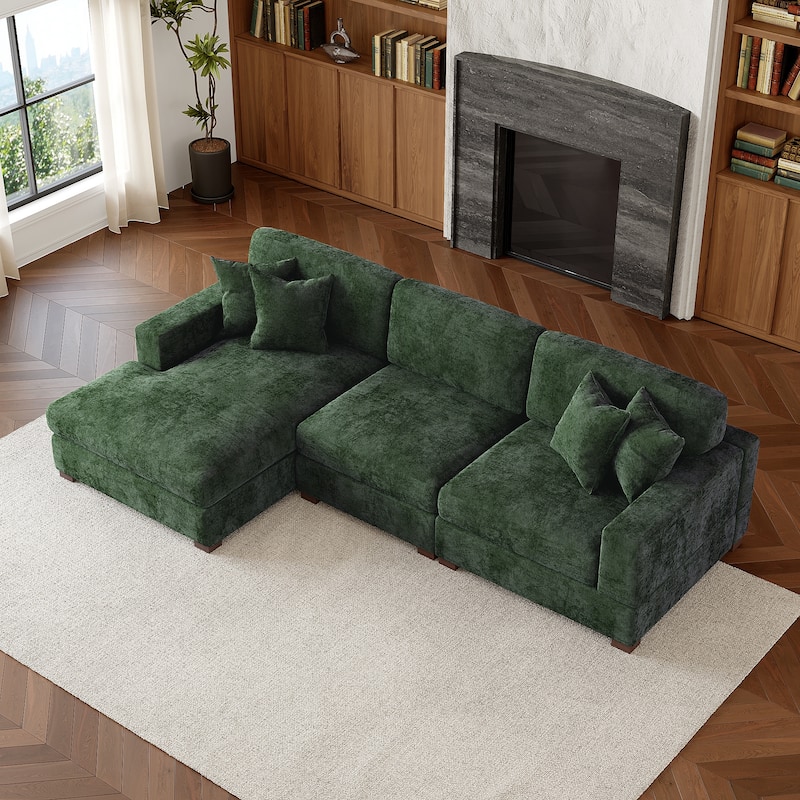 Modern Oversized Chenille Modular Sectional Sofa With Chaise