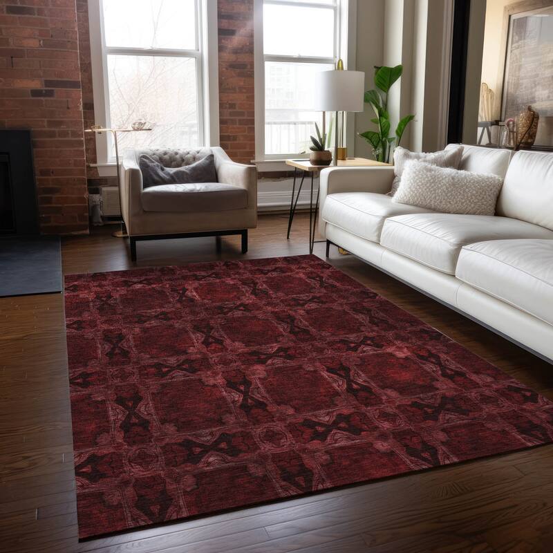 Machine Washable Indoor/ Outdoor Boho Medallions Chantille Rug