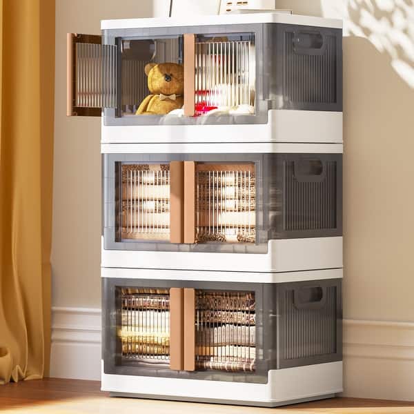 Modern Plastic Storage Closet Stackable Side Opening Collapsible
