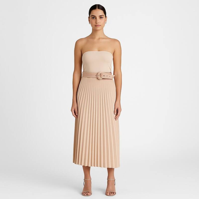 Nicole Miller Faux Suede Pleated Midi Skirt - 8