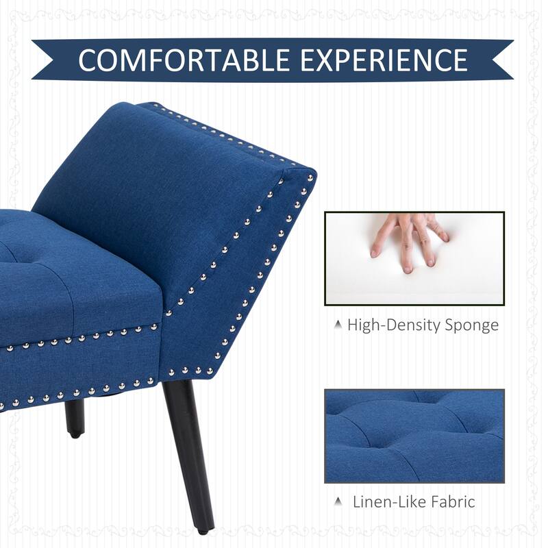 HOMCOM Modern Button Tufted Sitting Bench/Accent Fabric Upholstered Ottoman for Bedroom or Living Room