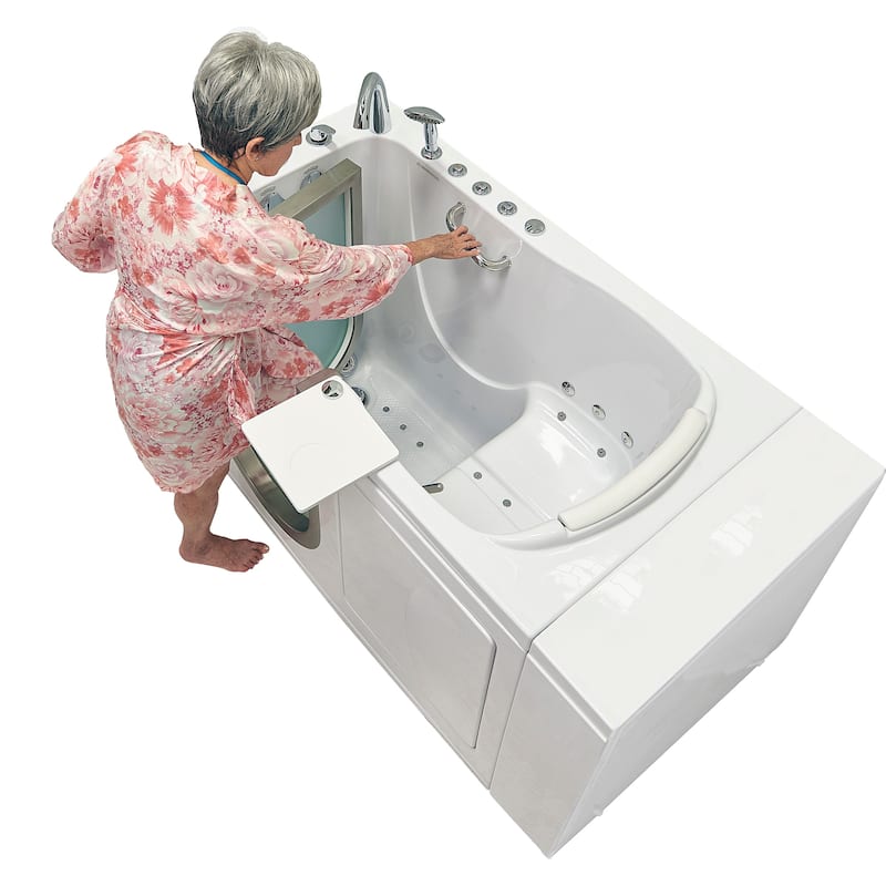 Ella Elite 30"x52" Acrylic Hydro Massage Walk-In Bathtub with Inward Swing Door, 5 Piece Fast Fill Faucet, 2" Dual Drain
