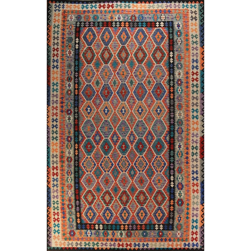 Southwestern Style Kilim Large Rug Flatweave Oriental Wool Carpet - 10'2"x 16'0"