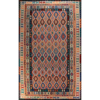 Southwestern Style Kilim Large Rug Flatweave Oriental Wool Carpet - 10'2"x 16'0"