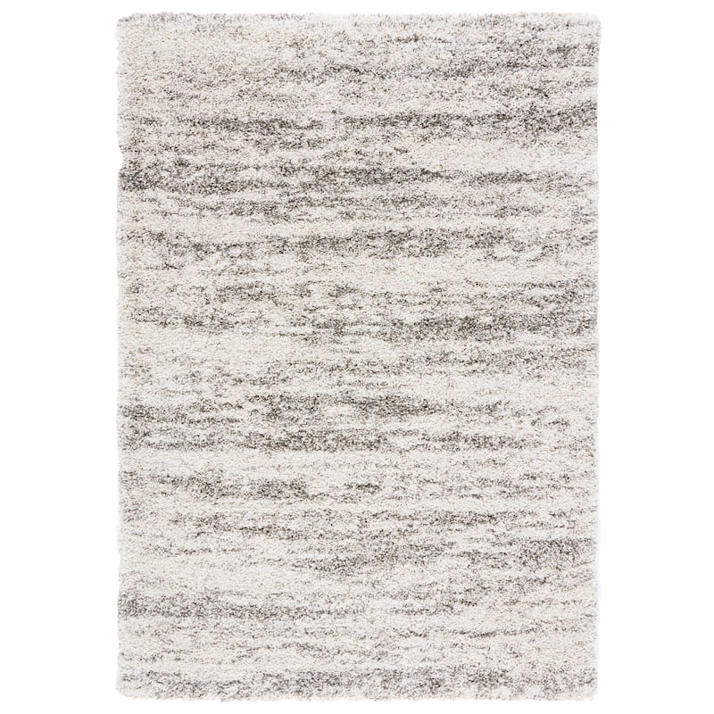 SAFAVIEH Hudson Shag Lulzime Modern Abstract 2-inch Thick Rug - 2' x 3' - Ivory/Grey - Rectangle