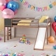 preview thumbnail 29 of 40, Modern Full Size Wood Loft Bed With Convertible Ladder and Slide With Stair and Chalkboard Walnut