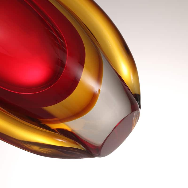 Luxury Lane Hand Blown Sommerso Oval Art Glass Vase 8.5-10 inch tall