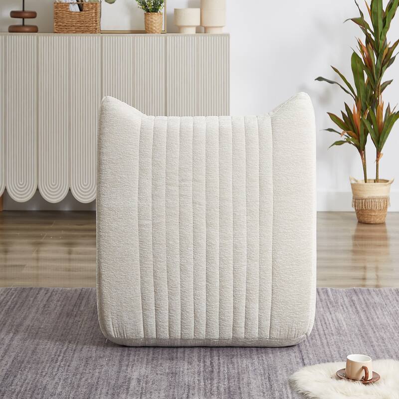 White Chenille Bean Bag Chair for Adults with Armrests (35x40x30 inches)