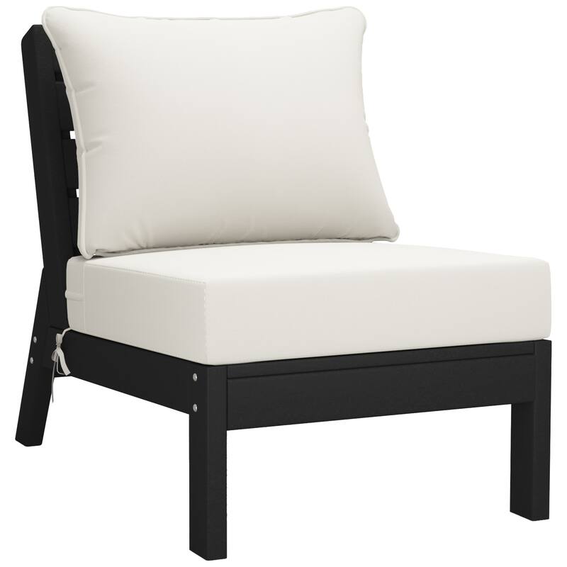 Birchwood All Weather HDPE Outdoor Patio Deep Seating Black Armless Chair With Cushions (1-Piece)