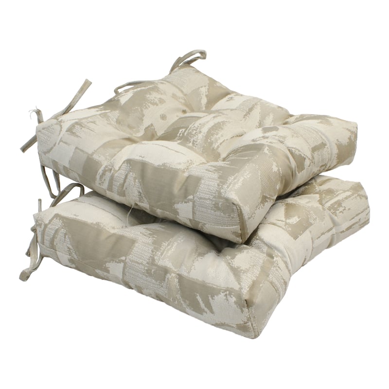16-inch Square Back Tufted Indoor Chair Cushion (Set of 2, 4, or 6, Multiple Fabrics) - 16 x 16 - Set of 2 - Getty Globe