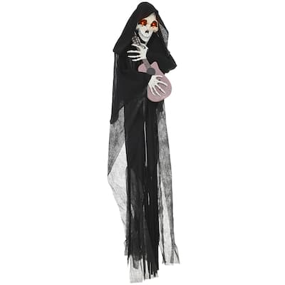 4.3' Outdoor Halloween Decoration Animatronic Guitar playing Grim Reaper Sound Motion Activated Light Up Eyes Guitar Music