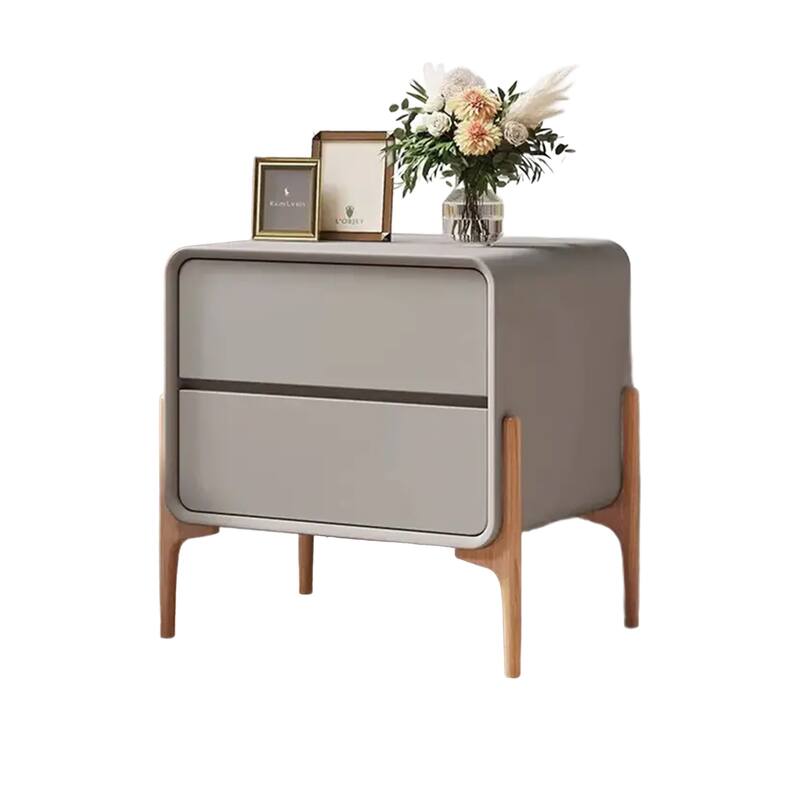 2 Drawer Nightstand with Large Storage Space Easy-To-Assemble