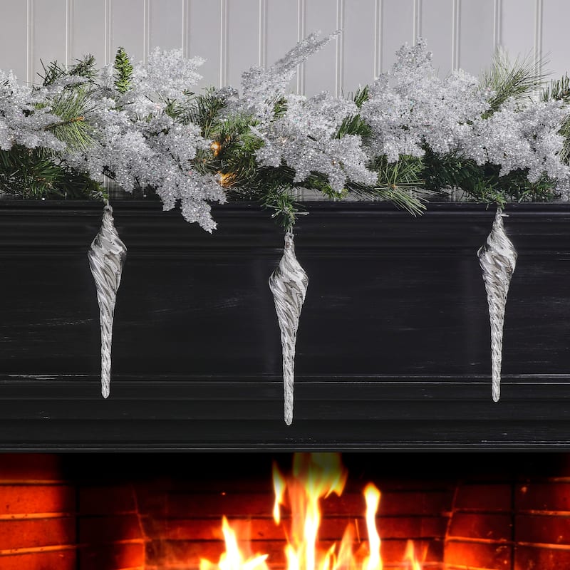 9.5" Glass Twisted Finial Ornament Set of 3