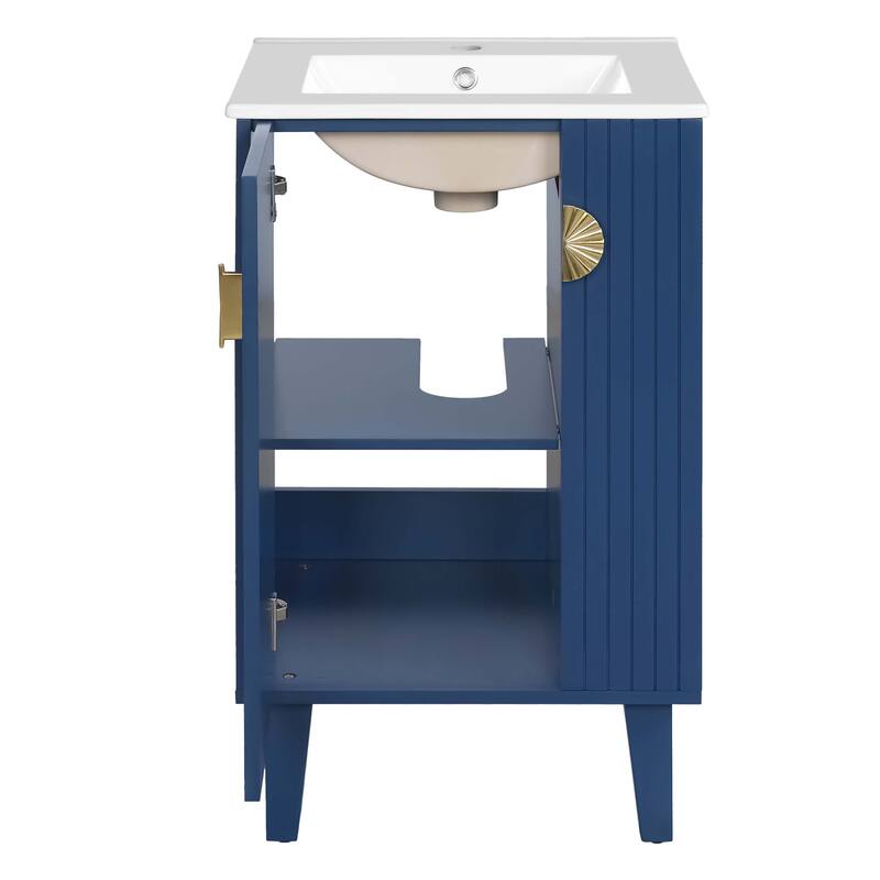 20'' Freestanding Bathroom Vanity with Single Integrated White Ceramic Sink - 20.3'' x 18.5'' x 33.9''