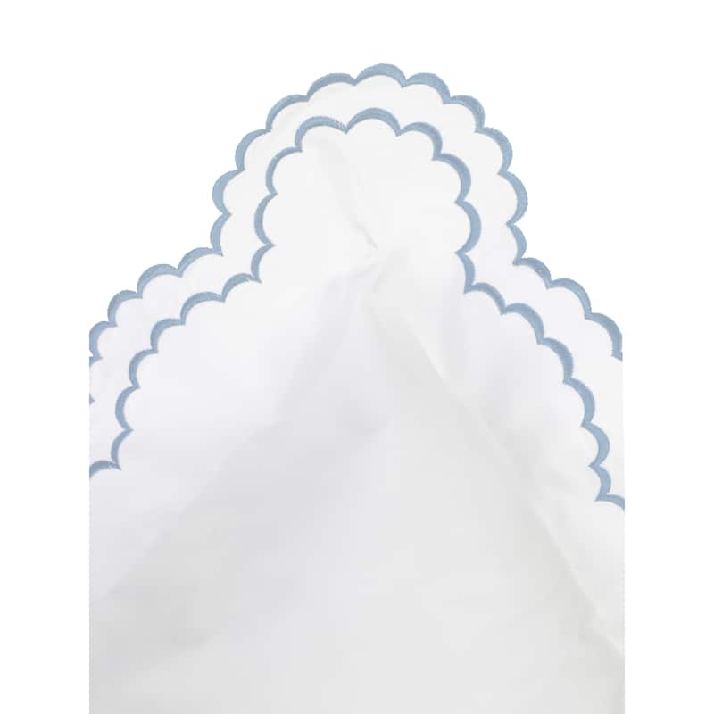 Embroidered Percale Crisp Cotton Double Scallopier Duvet Set and Sham