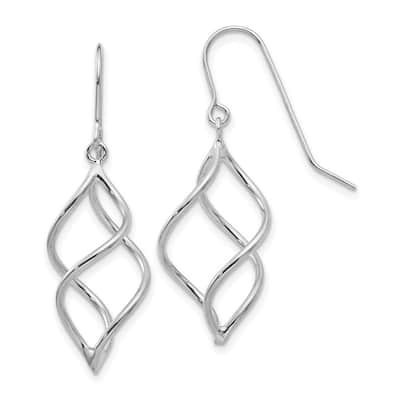Curata 14k Yellow or White Gold 30x12mm Polished Short Twisted Hook Earrings