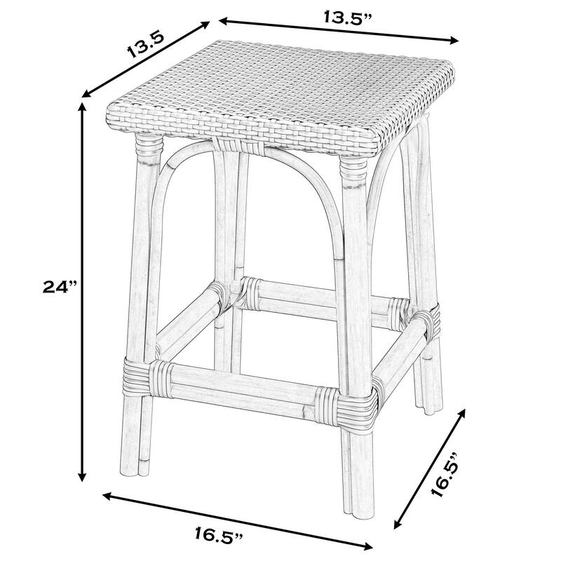 Riviera Square 24"H Rattan Counter Stool