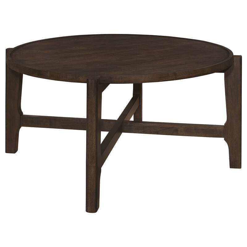 Cota Round Solid Wood Coffee Table Dark Brown - Wood - Dark Brown