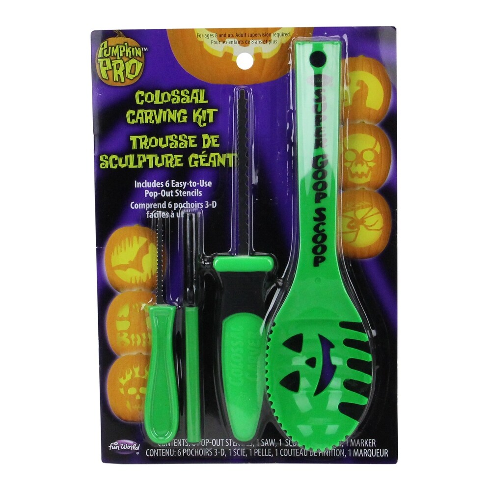 Fun World 10 Piece Green Colossal Carving Kit With Stencils And Tools Halloween Decoration 11 Green From Overstock Com Daily Mail