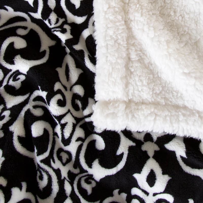 Reversible Fleece Blanket - 50-Inch x 60-Inch Machine-Washable Sherpa Throw by Windsor Home