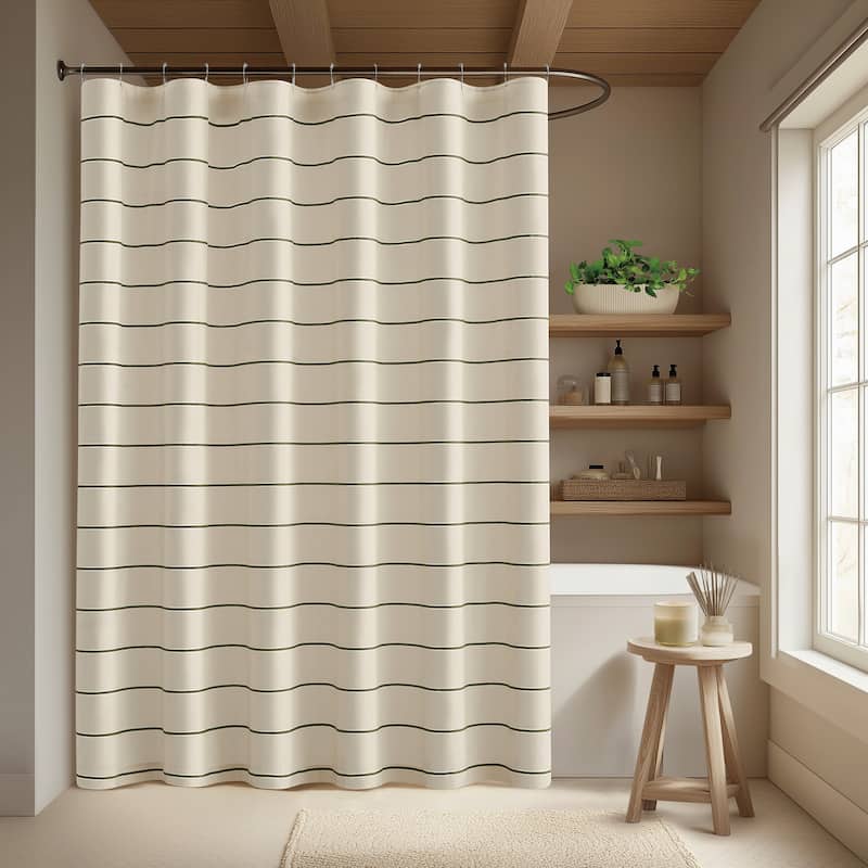 Brooklyn Loom Hayward Stripe Shower Curtain - Ivory/Green