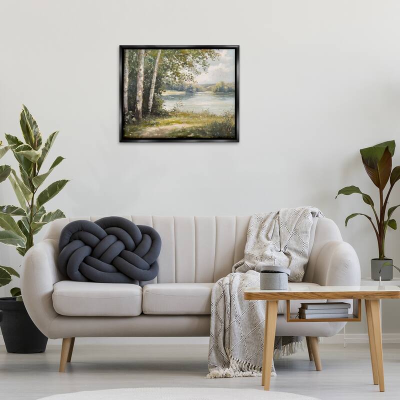 Stupell Place To Relax Lake View Framed Floater Canvas Wall Art Design By Petal Prints Design