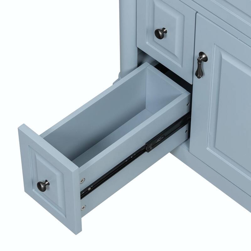 36" Bathroom Vanity with Sink, Freestanding Bathroom Cabinet with Ceramic Basin, Flip Drawer