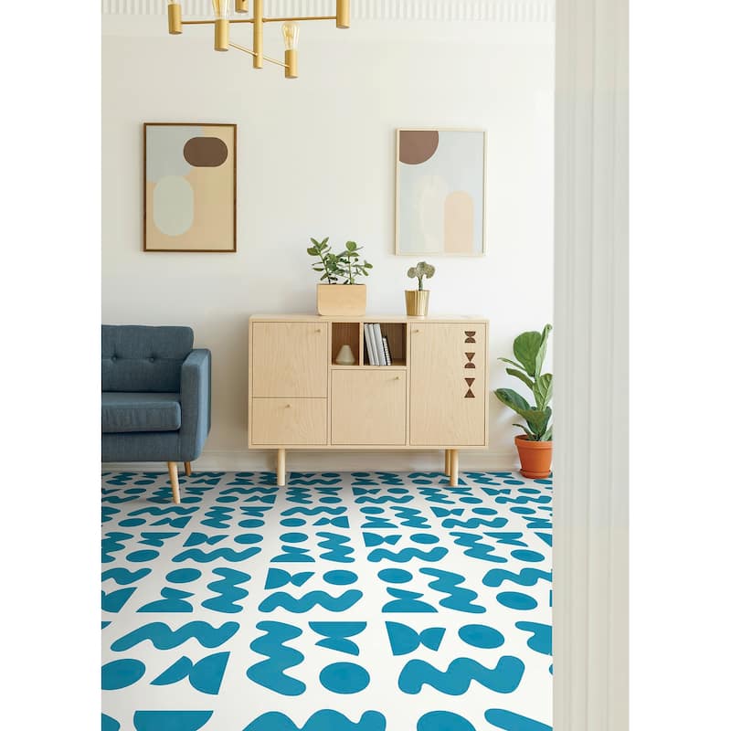 Very Gay Paint Beth Friend Sky Blue Peel and Stick Floor Tiles