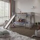 preview thumbnail 4 of 7, Heavy Duty Wood Twin Bunk Bed with Slide, Stairs, and Safety Guardrails - Grey