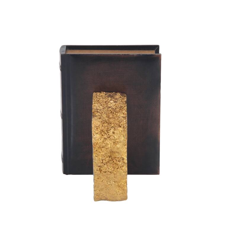 Polystone Geode Decorative Bookends with Gold Detailing - Set of 2 Gray - CosmoLiving by Cosmopolitan