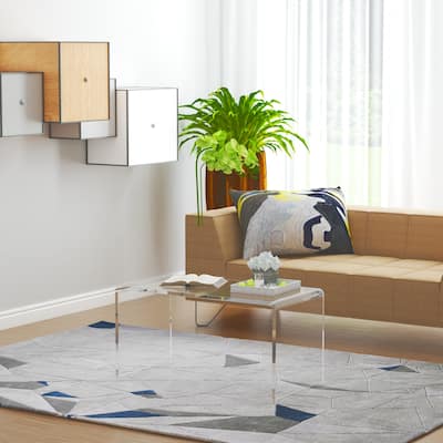 HomCom 32" Long Rectangle All Acrylic 20mm Thick Waterfall Coffee Table, Clear