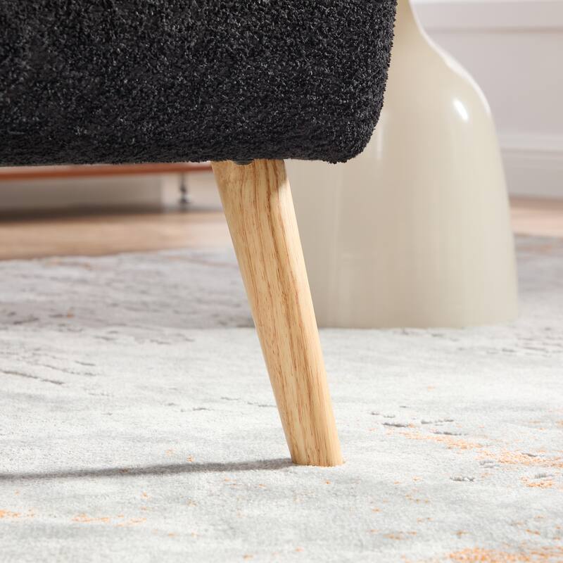 24.4" Wide Modern Upholstered Armless Chair with Rubber Wood Legs, Chenille Accent Chair for Living Room,Bedroom,Office
