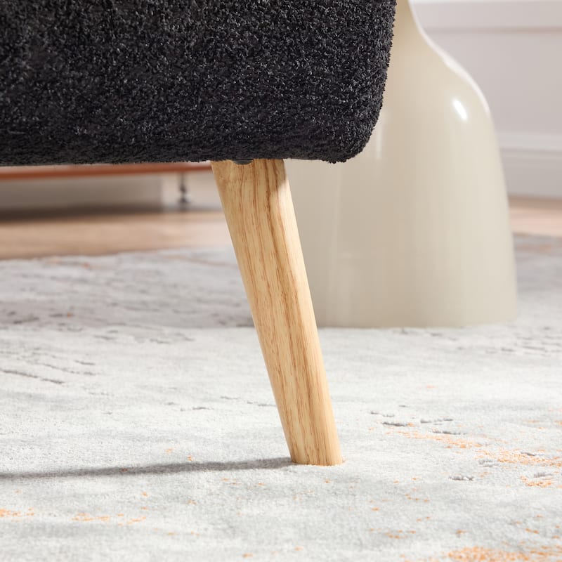Chenille Armless Accent Chair with Rubber Wood Legs