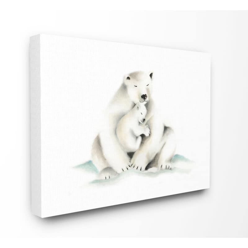 Stupell Cute Cartoon Baby Polar Bear Family Zoo Animal Painting,16x20, Proudly Made in USA - Multi-Color - 16 x 20