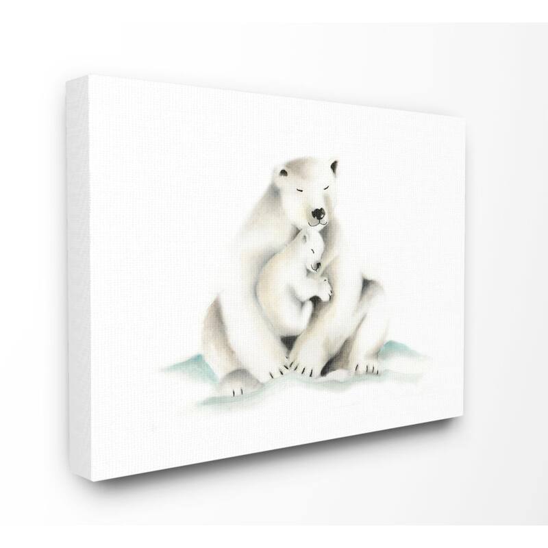 Stupell Cute Cartoon Baby Polar Bear Family Zoo Animal Painting,16x20, Proudly Made in USA - Multi-Color