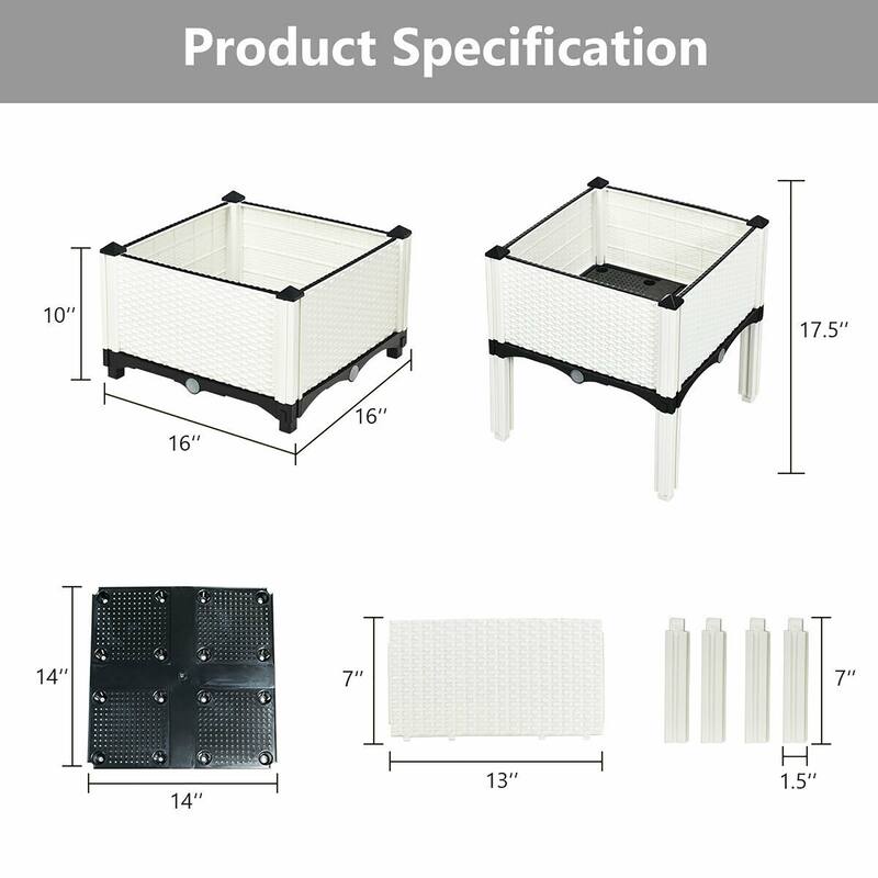 Costway Set of 4 Raised Garden Bed Elevated Flower Vegetable Herb Grow - See Description