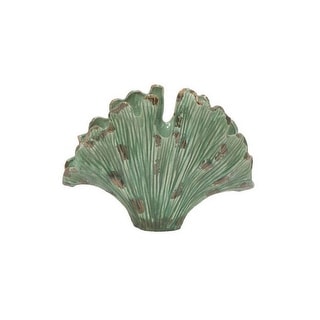 18 Inch Accent Vase, Intricate Kelp Design, Green Ceramic, Brown ...