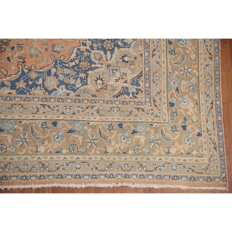 Hand Knotted Oriental 100% Wool Carpet Traditional Floral Oranges & Rust Mashad Area Rug - 12' 5'' X 9' 11''