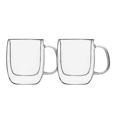 Insulated Double Wall Mug Cup Glass-Set of 4 Mugs/Cups Thermal,80ml