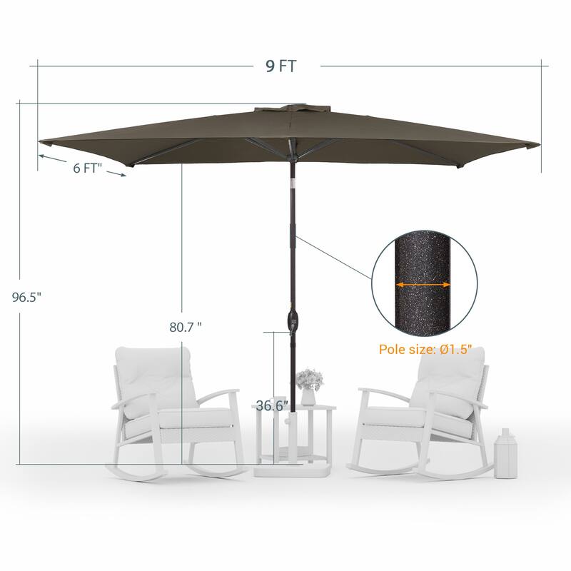 LIVOOSUN 6x9Ft Patio Market Umbrella Weather-Resistant Table Umbrella