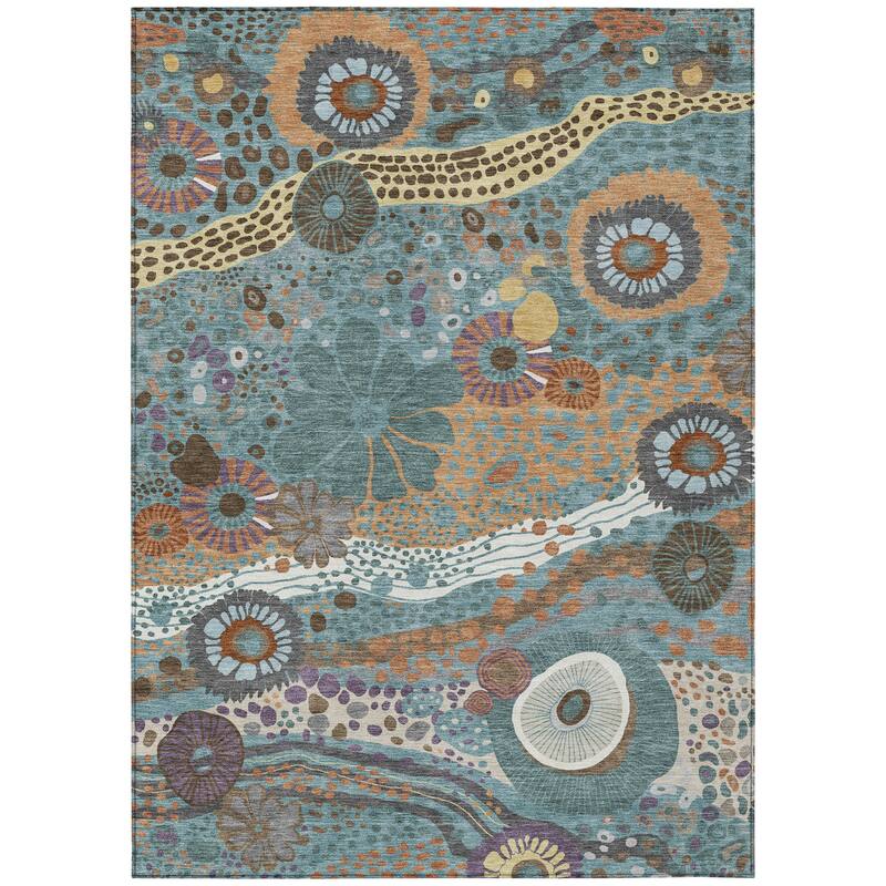 Machine Washable Indoor/ Outdoor Whimsy Floral Chantille Rug