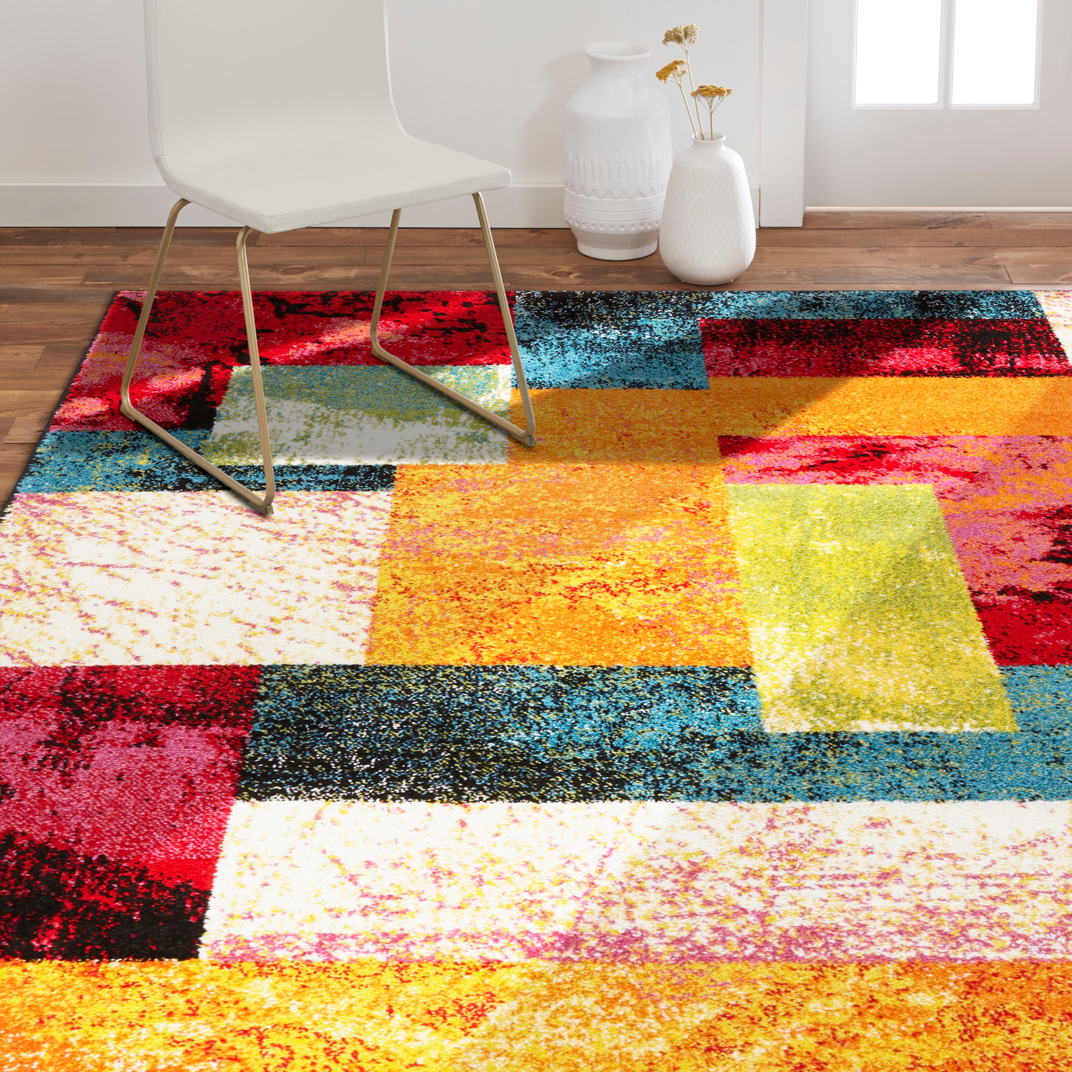 Home Dynamix Splash Scarlet Contemporary Geometric Area Rug