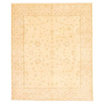 ECARPETGALLERY Hand-knotted Peshawar Oushak Ivory Wool Rug - 8'2 x 9'9