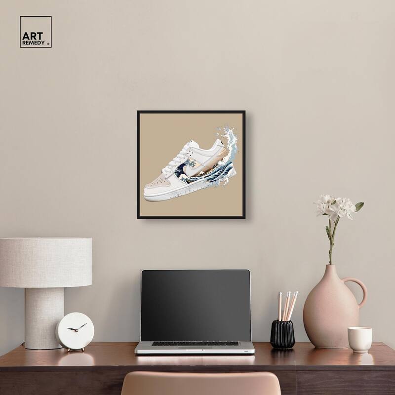 Great Wave Sneaker Splash Canvas by Art Remedy