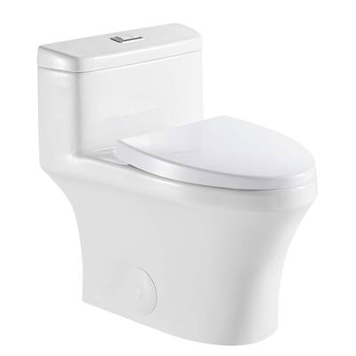 Fine Fixtures Dual-Flush One-Piece Toilet With High-Efficiency Flush, 12" Rough-in, Elongated bowl