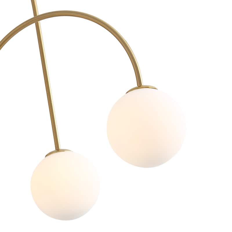 Modern Sputnik Gold 6-Light White Ball Glass Shade Pendant Lighting Fixture