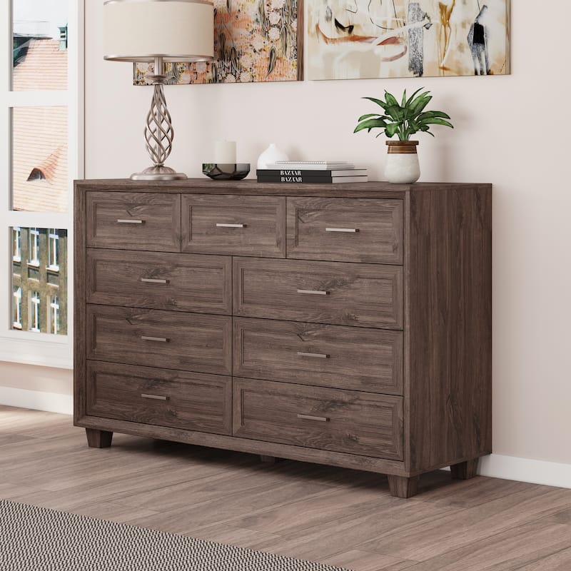 Storage Dresser Organizer TV Stand Chest of Drawers Brown White