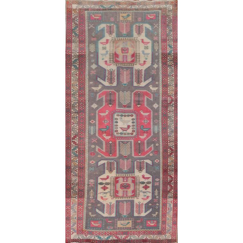 Over-Dyed Meshkin Persian Vintage Runner Rug Handmade Wool Carpet - 4'5" x 10'5"