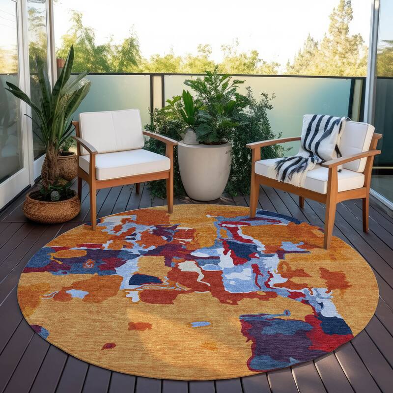 Machine Washable Indoor/ Outdoor Abstract Glam Chantille Rug
